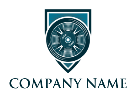 fitness logo dumbbell disc in shield