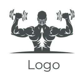 fitness logo bodybuilder holding dumbbells