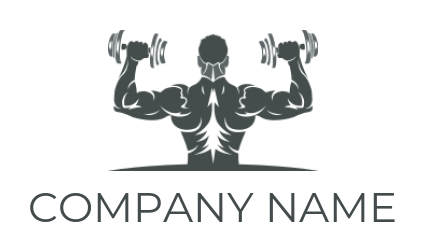 fitness logo bodybuilder holding dumbbells