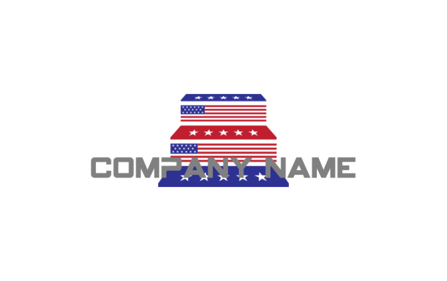 american flag in stairs logo sample