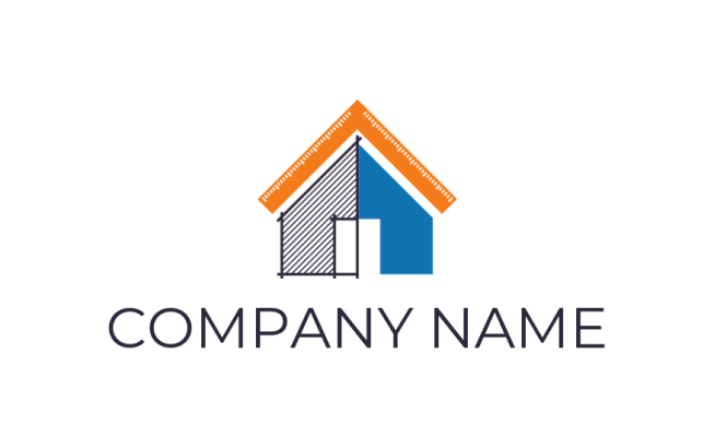home improvement logo maker angle ruler house sketch