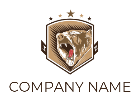 make an animal logo angry bear inside shield - logodesign.net