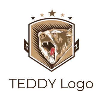angry bear inside shield 