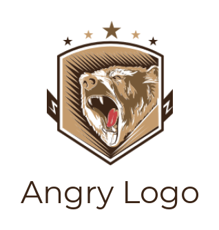angry bear inside shield 