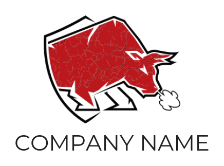 angry bull with shield iconic animal and pet logo image