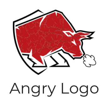 angry bull with shield iconic animal and pet logo image