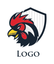 chicken restaurant logo angry cock in shield