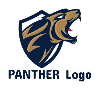 animal logo tiger coming out from sports shield