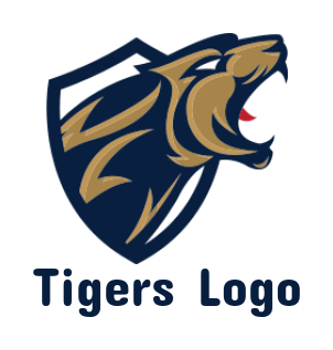 design an animal logo angry tiger coming out from Sports shield - logodesign.net