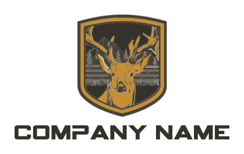 animal logo reindeer inside the shield emblem