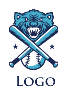 generate a sports logo animal roar with bat and ball with stars 