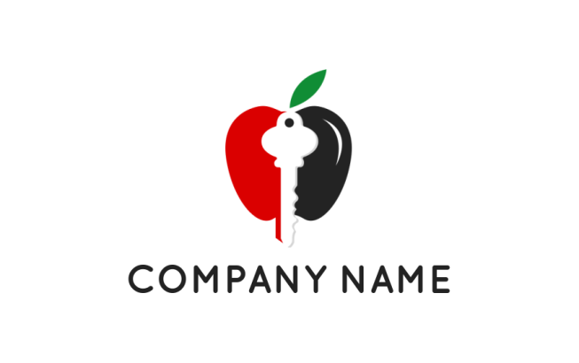 real estate logo negative space key with apple