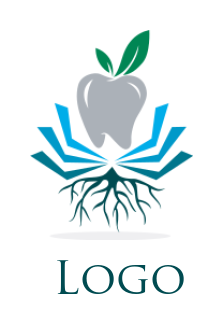 education logo apple on abstract book with roots
