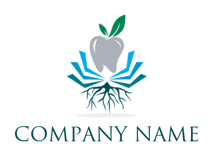 education logo apple on abstract book with roots