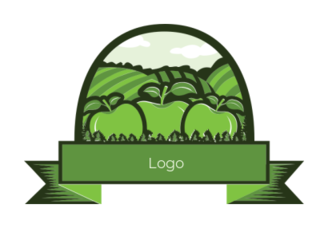 food logo apples farm illustration with ribbon