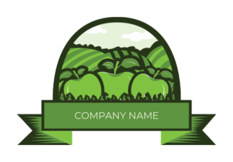 food logo apples farm illustration with ribbon