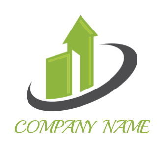 create a marketing logo arrow Combined with swoosh and building