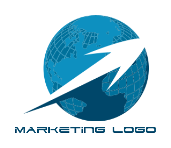 marketing logo arrow going up inside the globe