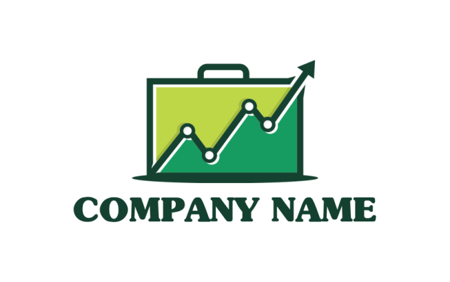 design an investment logo arrow graph line moving up and merged with briefcase - logodesign.net