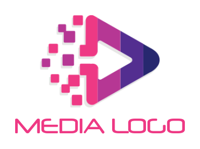 media logo arrow inside play button with pixels