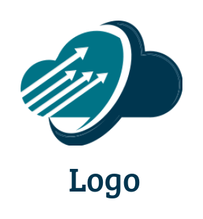 IT logo arrow moving up inside cloud with swoosh