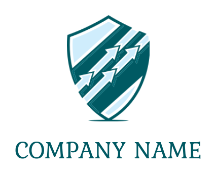 insurance logo icon arrow moving up inside the shield - logodesign.net