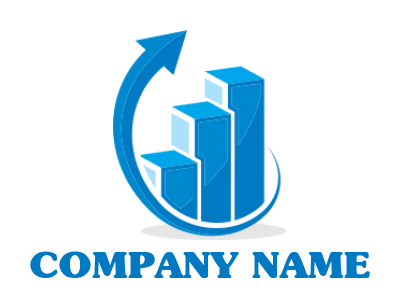 finance logo arrow moving up with financial bar