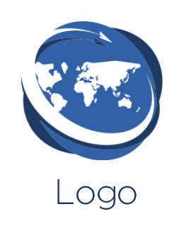 Travel logo arrow swoosh going around globe