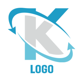 Letter K logo maker with arrows forming swoosh
