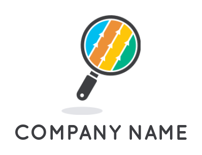 finance logo arrows and bars in magnifying glass