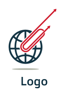 design a logistics logo arrows forming paper clip with globe  