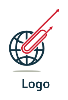 design a logistics logo arrows forming paper clip with globe  