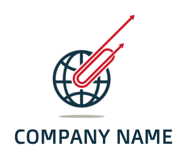 design a logistics logo arrows forming paper clip with globe  