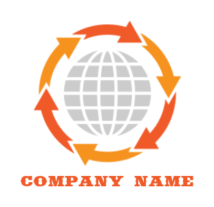 marketing logo arrows going around the globe