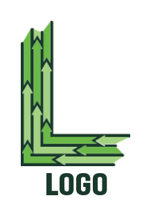 alphabets logo maker arrows in shape of L