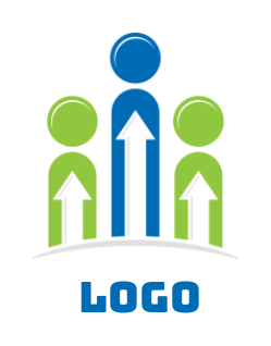 Make a marketing logo with arrows inside people