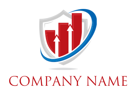investment logo maker arrows inside shield  with bars and swooshes - logodesign.net