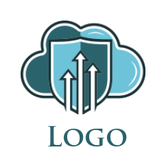 IT logo image arrows merged with shield and cloud