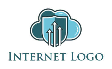 IT logo image arrows merged with shield and cloud