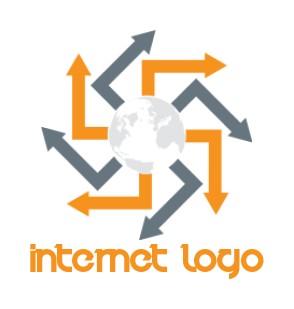 internet logo icon arrows rotating around globe