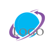 make a marketing logo arrow swoosh around circle