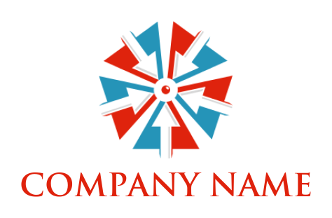 trader logo icon arrows towards center of pentagon - logodesign.net