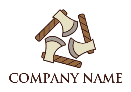 make a lumber logo icon axes with wooden handles