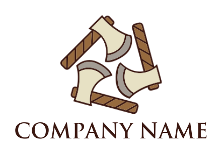 make a lumber logo icon axes with wooden handles