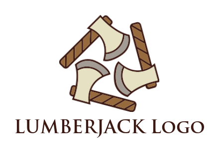 make a lumber logo icon axes with wooden handles