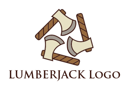 make a lumber logo icon axes with wooden handles