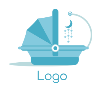 make a childcare logo of buggy with moon mobile