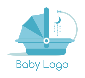 make a childcare logo of buggy with moon mobile