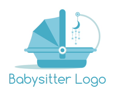 make a childcare logo of buggy with moon mobile