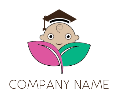 design an education logo baby merged with leaves and graduation cap - logodesign.net